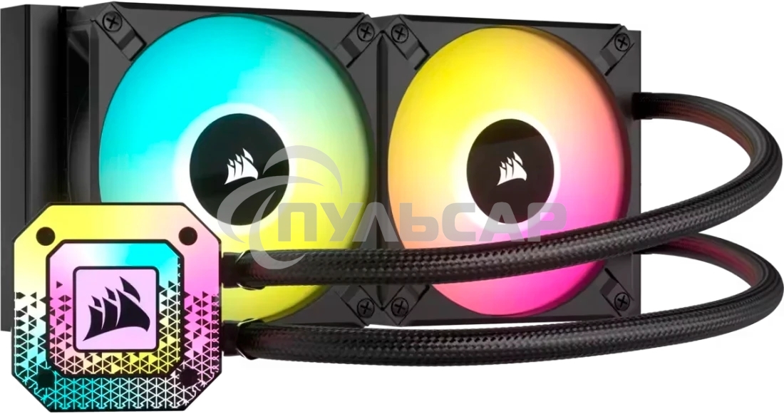 Система жидкостного охлаждения Corsair iCUE H100i ELITE CAPELLIX XT (240мм, черный, RGb/ Fans: 2x120мм, 65.57CFM, 34.1dBA, 2100RPM/ S: 1851, 1700, 1200, 115x, 2011, 2066, AM5, AM4)