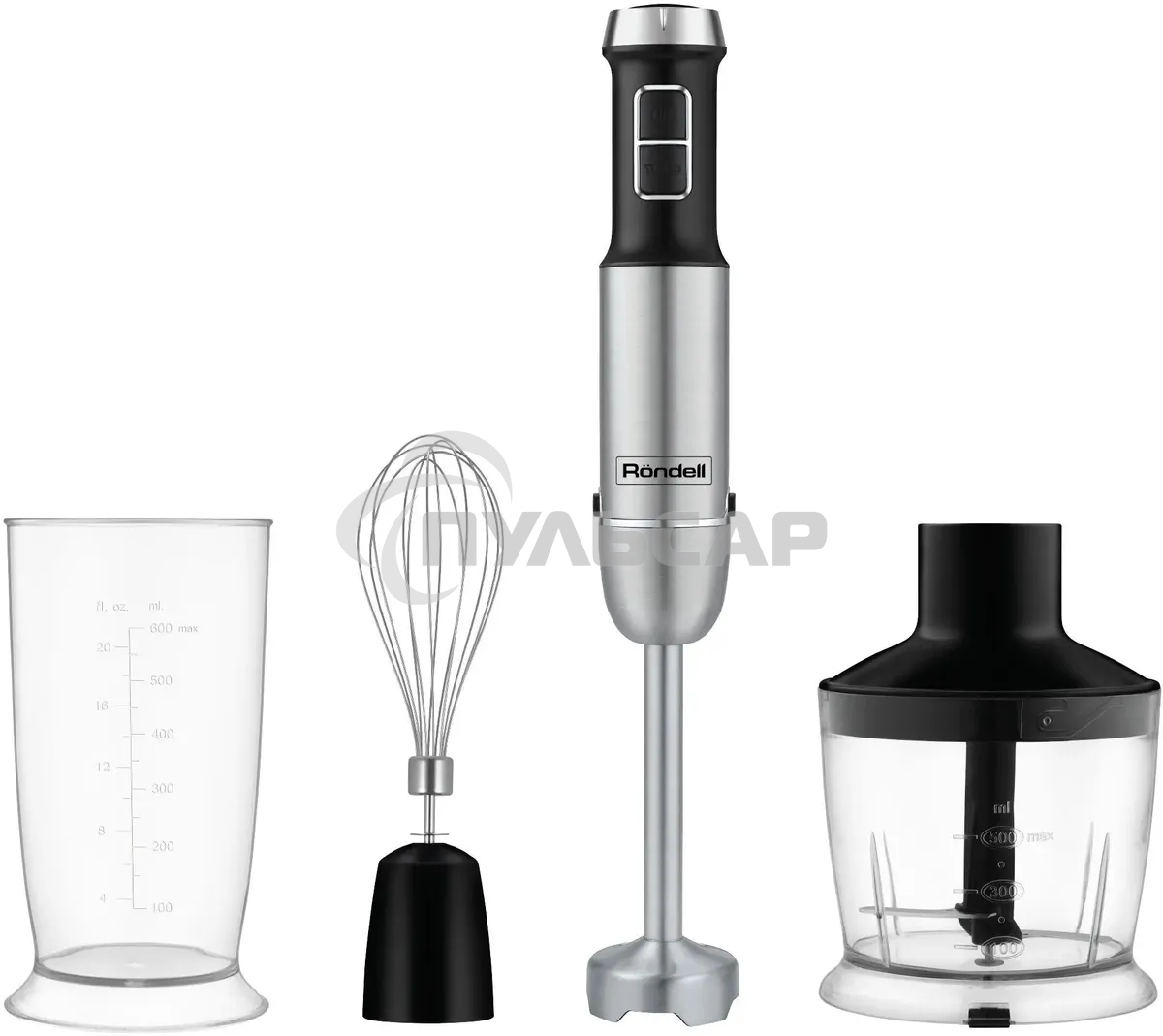Блендер погружной Rondell RDE-1306 1200Вт черный/серебристый