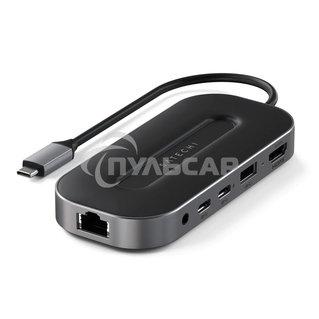 Док-станция (USB-хаб) Satechi ST-U4MGEM серый космос USB4 Multiport w2.5G Ethernet (1xUSB 3.2, 2xUSB Type-C, 1xHDMI, RJ-45, Audio Jack), до 100 Вт,