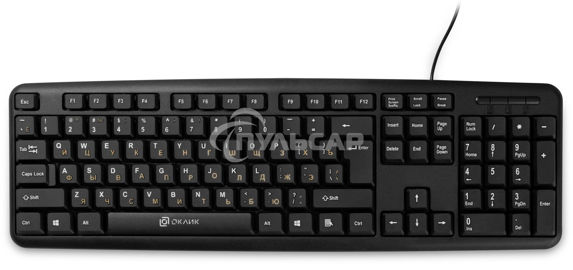 Клавиатура проводная Oklick 130M, USB, черный