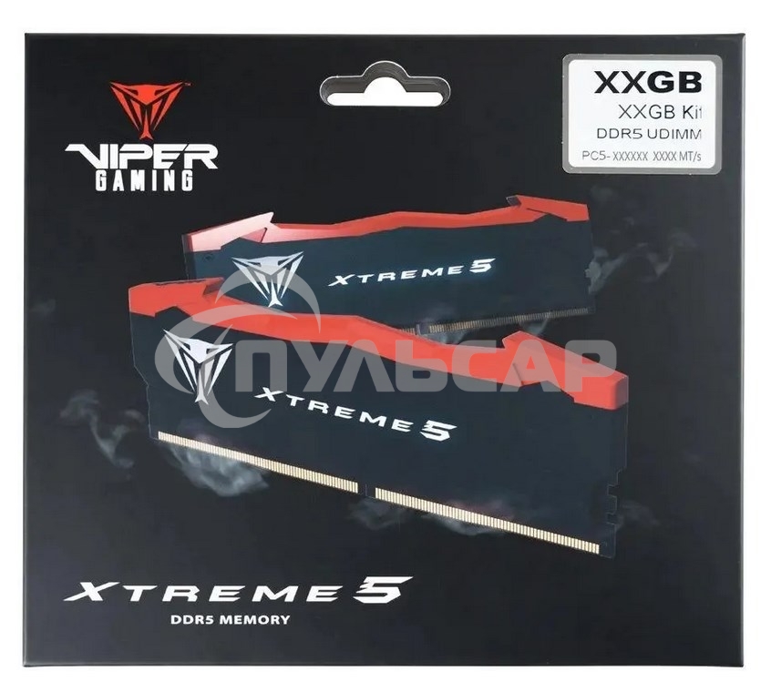 Оперативная память Patriot Viper Xtreme 5, DDR5, 32Gb (2x16Gb), 7600MHz, CL36, DIMM, с радиаторами, черный