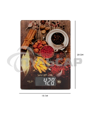Кухонные весы Galaxy Line GL 2821, стекло, платформа из высокопрочного стекла, максимальный вес 8 кг
