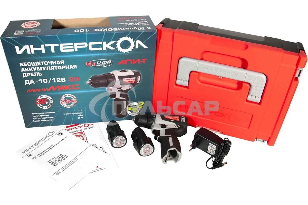 Дрель-шуруповерт Интерскол ДА-10/12В 38 аккум. патрон:быстрозажимной (кейс в комплекте) (757.2.2.46)