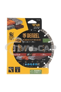 Диск алмазный отрезной Denzel HWD92 ф230 х 22,2 мм, сегментный, сухое резание