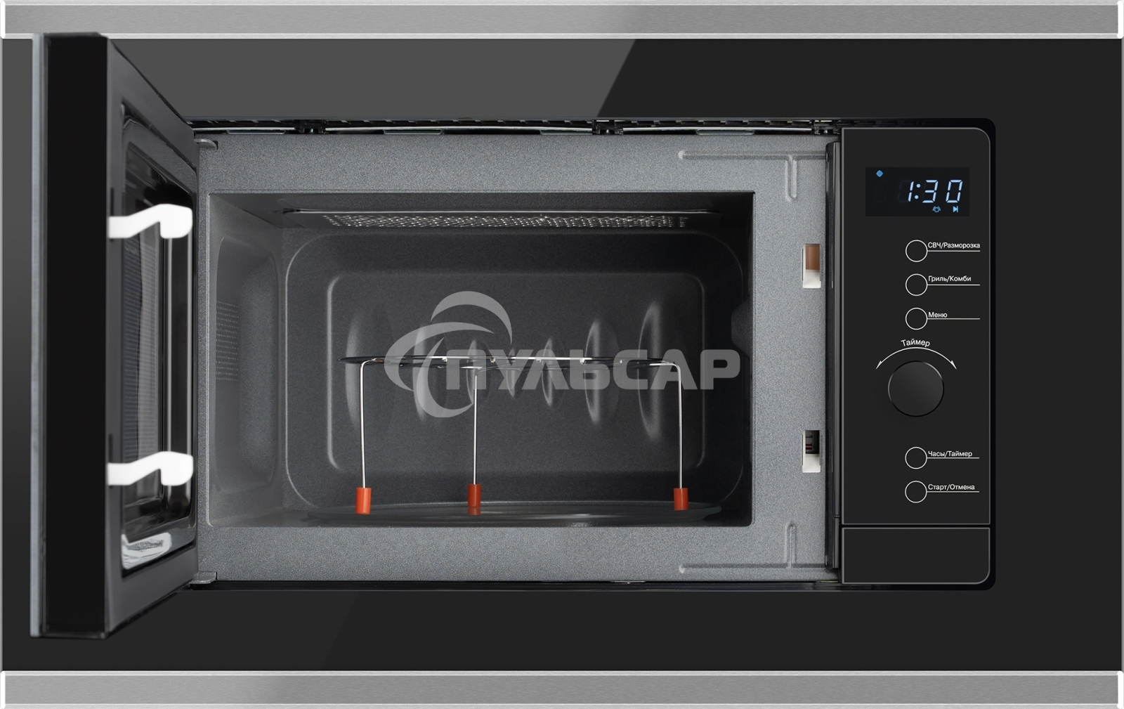 Микроволновая печь встраиваемая Weissgauff HMT-720 BX Grill черный, 20 л, 700 Вт, переключатели - поворотный механизм/сенсор