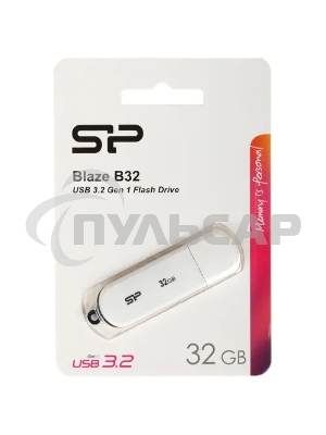 Флешка USB 32 Gb Silicon Power Blaze B32, USB 3.2, белый