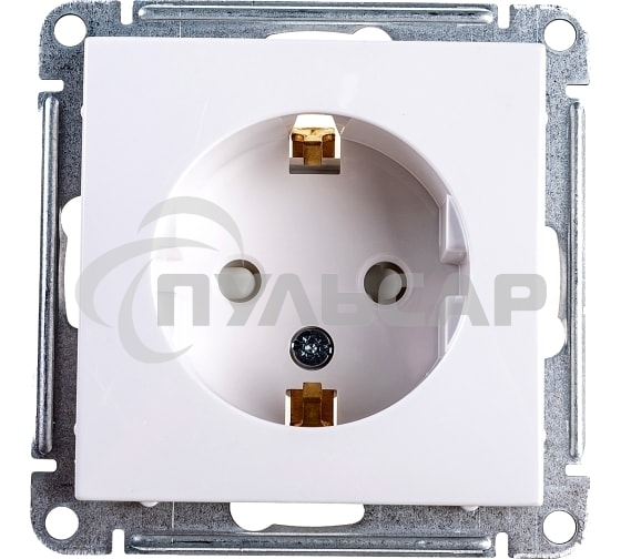 Механизм розетки 1-м СП W59 16А защ. шторки с заземл. белый  SchE RS16-152-1-86