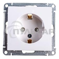 Механизм розетки 1-м СП W59 16А защ. шторки с заземл. белый  SchE RS16-152-1-86