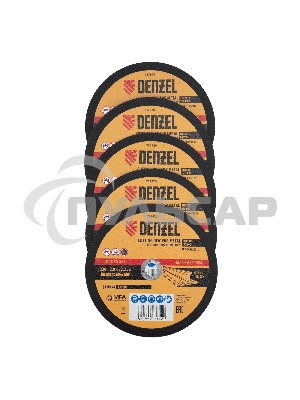Круг отрезной по металлу Denzel 230 х 2,0 х 22,2 мм, A36TBF, в метал. банке, 5 шт.