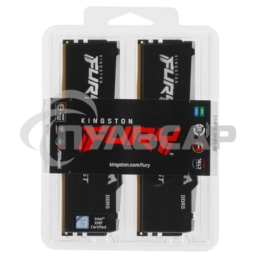 Оперативная память Kingston Fury Beast, DDR5, 16Gb (2x8Gb), 5600MHz, CL40, DIMM, с радиаторами, RGB, черный