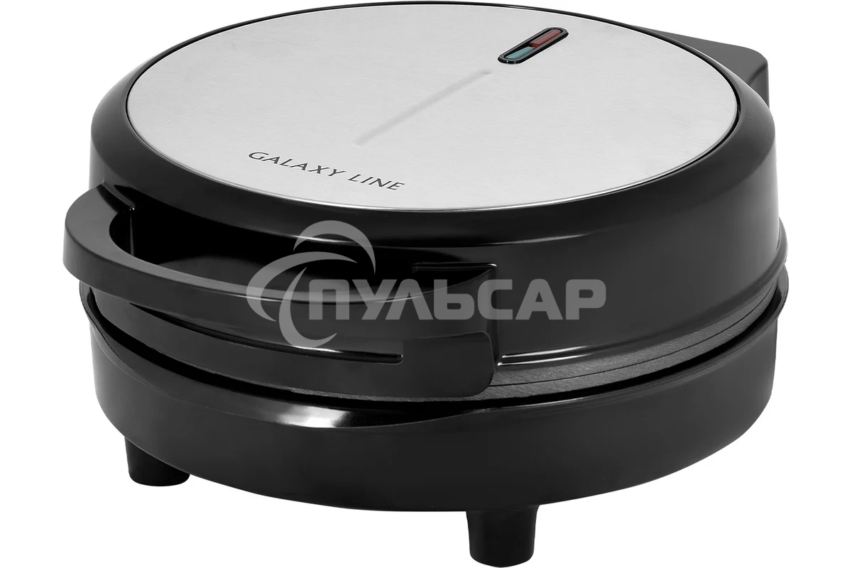 Вафельница Galaxy Line GL 2987, черный с серебристым, с несъемными пластинами, 1200 Вт
