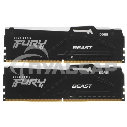 Оперативная память Kingston Fury Beast, DDR5, 16Gb (2x8Gb), 5600MHz, CL40, DIMM, с радиаторами, RGB, черный