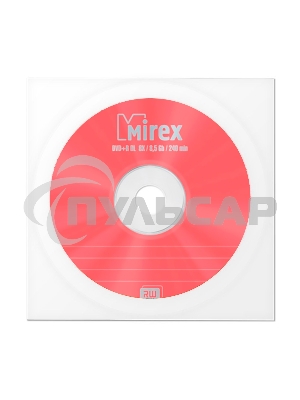 Диск DVD+R Mirex 8.5 Gb, 8x, Бум. конверт (1), Dual Layer (1/150)