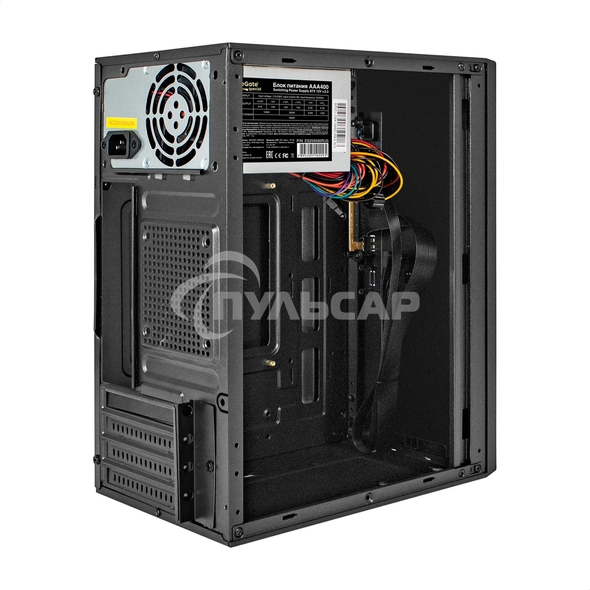Компьютерный корпус Minitower ExeGate BAA-303U-AAA450 (mATX, БП AAA450 с вент. 8см, 2*USB+1*USB 3.0, HD Audio, черный)