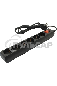 Сетевой фильтр Buro 600SH-16-1.8-B 1.8м (6 розеток) черный (коробка)