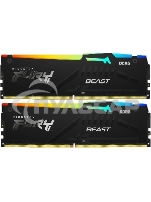 Оперативная память Kingston Fury Beast, DDR5, 16Gb (2x8Gb), 5600MHz, CL40, DIMM, с радиаторами, RGB, черный