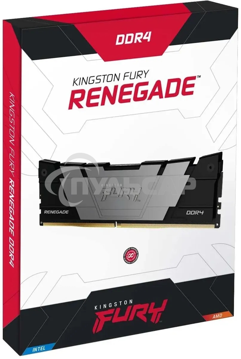 Оперативная память Kingston Fury Renegade, DDR4, 16Gb (2x8Gb), 3600MHz, CL16, DIMM, с радиаторами, серый/черный