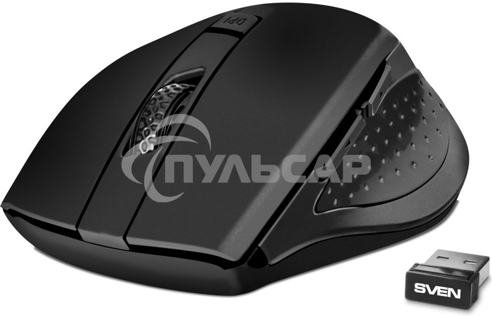 Мышь беспроводная SVEN RX-425W черный, 1600 dpi, радиоканал, USB, кнопки - 6