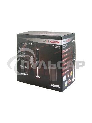 Блендер погружной Willmark WHB-1155BS(soft touch,стак.600мл.,венчик, нас.пюре,измельч, черный 1000W)