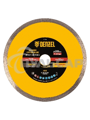Диск алмазный сплошной Denzel супертонкий, 200 х 25,4 мм, горячее прессование, мокрое резание