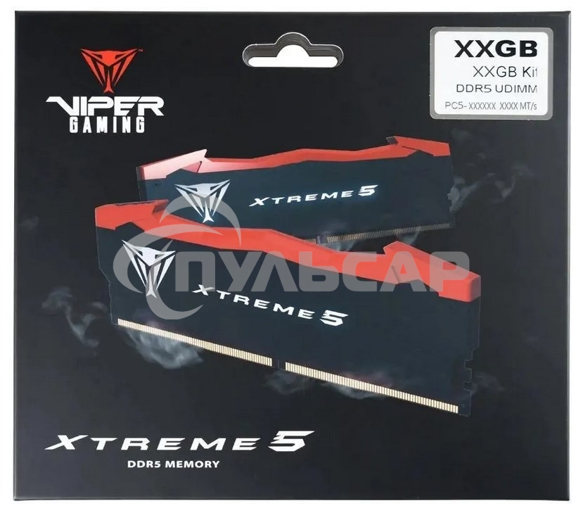 Оперативная память Patriot Viper Xtreme 5, DDR5, 48Gb (2x24Gb), 7600MHz, CL36, DIMM, с радиаторами, черный