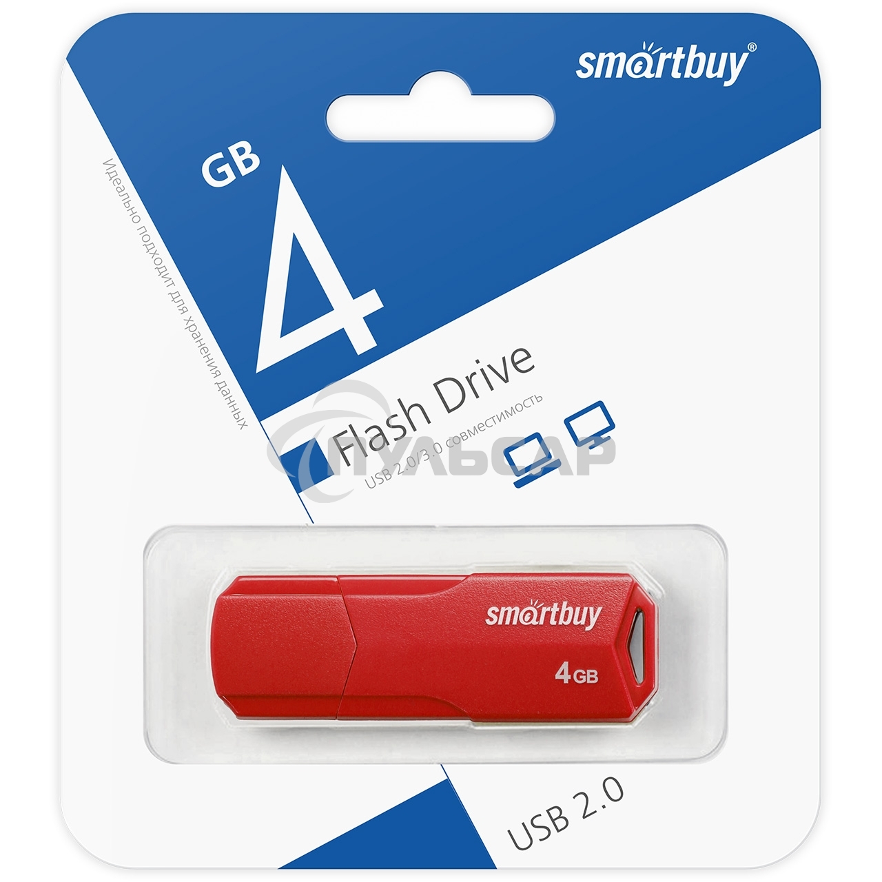 Флешка USB Smartbuy R/W 4 Gb,CLUE Red (SB4 GbCLU-R)