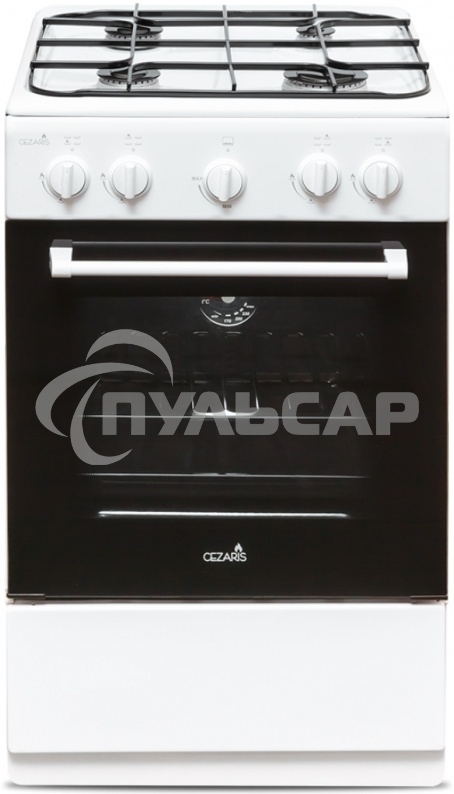 Плита газовая Cezaris ПГ 2150-00 белый, конфорок 4 шт, духовка 43 л, 51 см x 85 см x 55 см