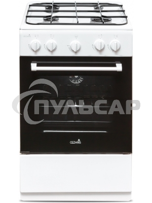 Плита газовая Cezaris ПГ 2150-00 белый, конфорок 4 шт, духовка 43 л, 51 см x 85 см x 55 см