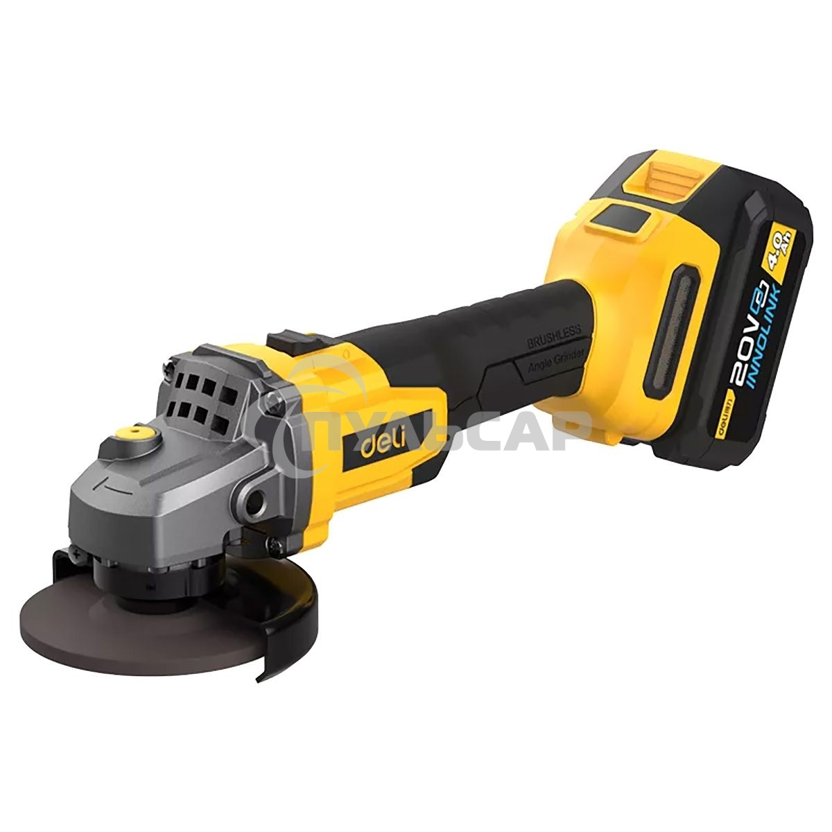 Углошлифовальная машина аккумуляторная Deli DC601 (2АКБ*4А·ч + ЗУ, 20В, 115мм, М14, 3500/6000/8500об/мин, сумка)