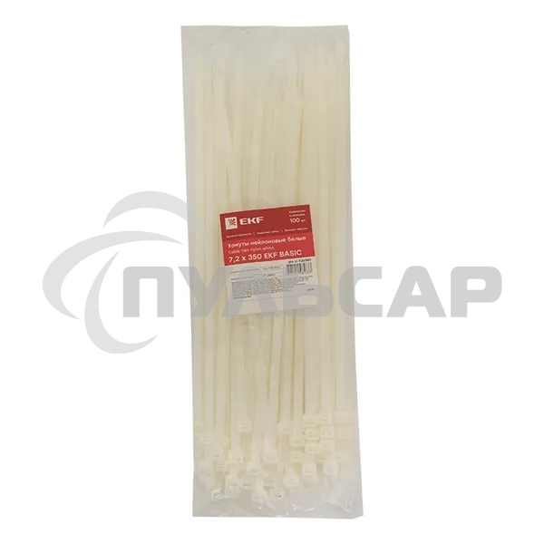 Хомут кабельный 7.2х350 нейл. бел. (уп.100шт) EKF plc-c-7.2x350