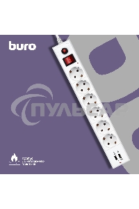 Сетевой фильтр Buro BU-SP5 USB 2A-W 5м (6 розеток) белый (коробка)