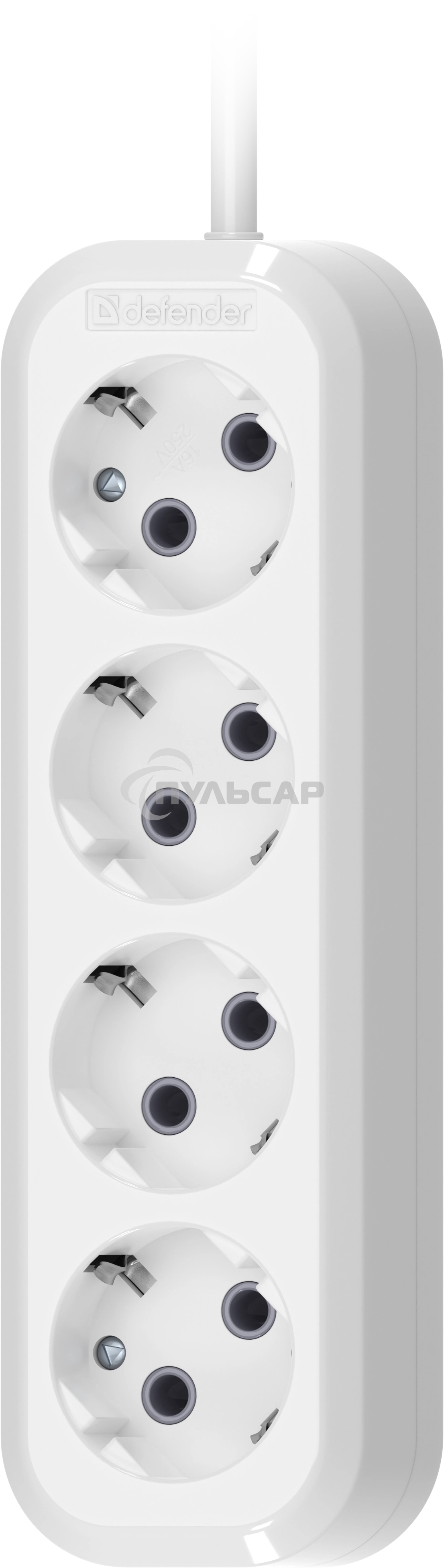 Удлинитель с заземлением Defender R340 16 А, 3 м, заземление