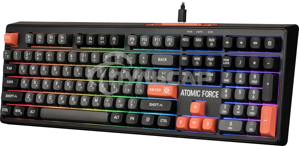 Клавиатура проводная игровая Defender Atomic Force GK-005 RU,чер/сер,108кн+FN,радуж,1.5м