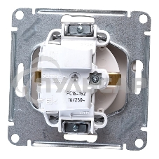 Механизм розетки 1-м СП W59 16А защ. шторки с заземл. белый  SchE RS16-152-1-86