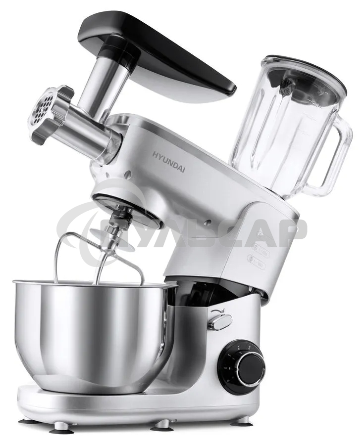 Кухонная машина Hyundai HYM-S7651 планетар.вращ. 1400Вт серебристый