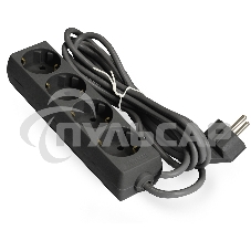 Удлинитель ExeGate ECE-4-3B (EX285813RUS), черный, 3 м, Евровилка с заземлением, 4 евророзетки с заземлением, 2200 Вт