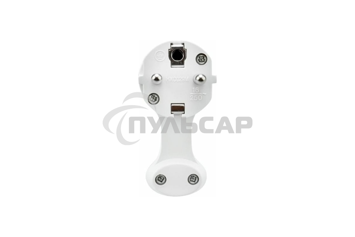 Вилка Евро Rexant угловая с з/к 16 А плоская за шкаф белая