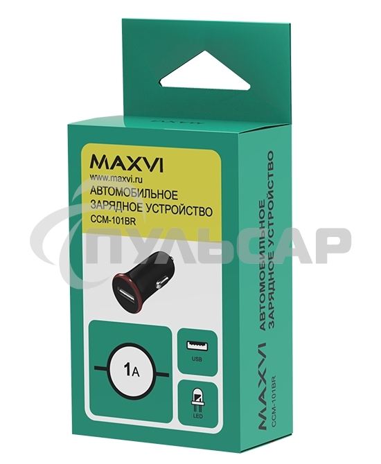 Автомобильное зарядное устройство Maxvi CCM-101BR USB 1А черно-красный