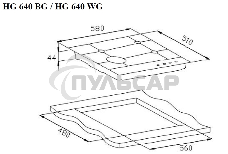 Газовая варочная панель Weissgauff HG 640 BG