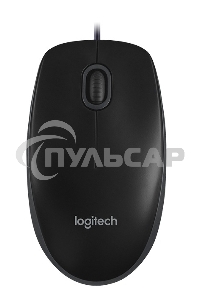 Мышь проводная Logitech B100 черный, 1000 dpi, USB, кнопки - 3