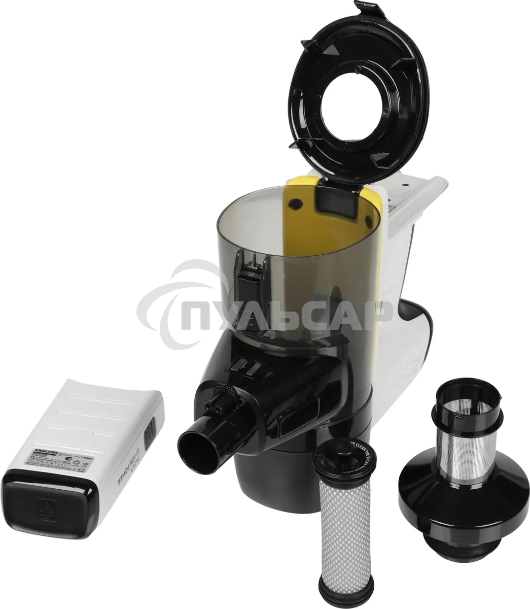 Пылесос вертикальный/ручной Karcher VC 6 Cordless ourFamily Car черный/белый, питание от аккумулятора, 250 Вт, уборка сухая, пылесборник 0.8 л, работа от АКБ max 50 мин