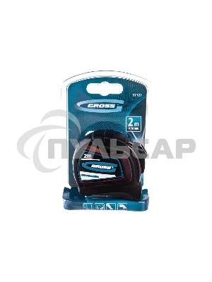 Рулетка GROSS 31121''doppelhaken'' 2м x 16мм односторонний зацеп нейлон двуст. шкала автоматич