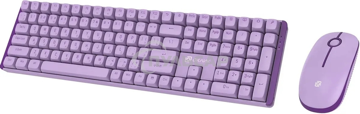 Комплект клавиатура+мышь Оклик S315W беспроводной USB 1600 DPI сиреневый (1978643)