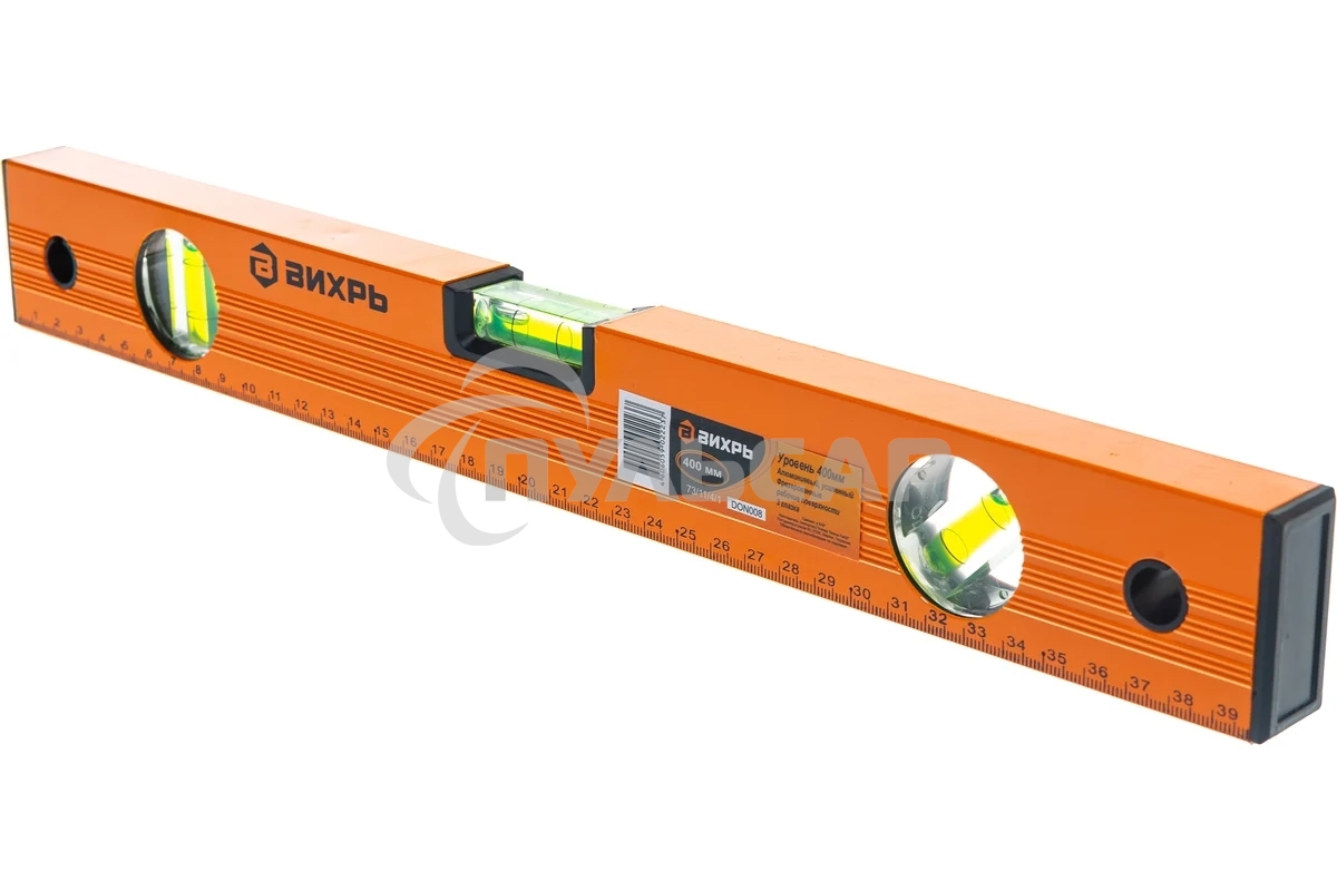 Уровень алюминиевый ВИХРЬ 400мм фрезерованный 3 глазка