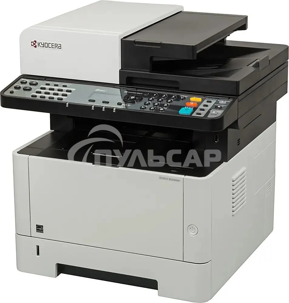 МФУ лазерное Kyocera Ecosys M2040dn (Азия) (1102S33AX0), A4, ч/б, печ. до 40 стр/мин., скан. до 40 стр/мин. (ч/б) 23 стр/мин. (цвет), 1200 x 1200 dpi (печать) 600x600dpi (скан.), USB, RJ-45 (старт.картр. TK-1178)