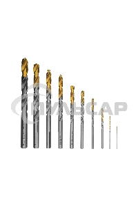 Набор сверл по металлу Denzel 1-10 мм, Р6М5-TiN, Golden Tip, 10 шт 723001