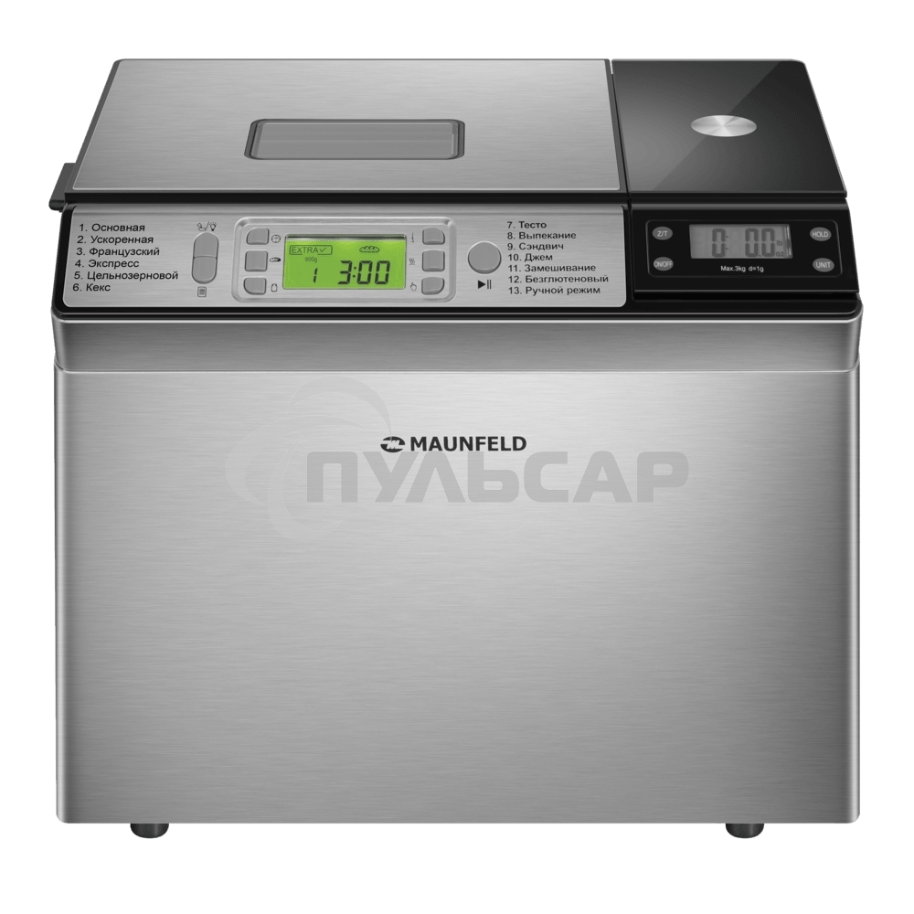 Хлебопечь Maunfeld MBM-900DSS 615 Вт, 13 программ, нержавеющая сталь