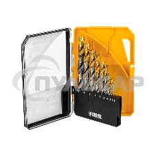 Набор сверл по металлу Denzel 1-10 мм, Р6М5-TiN, Golden Tip, 10 шт 723001