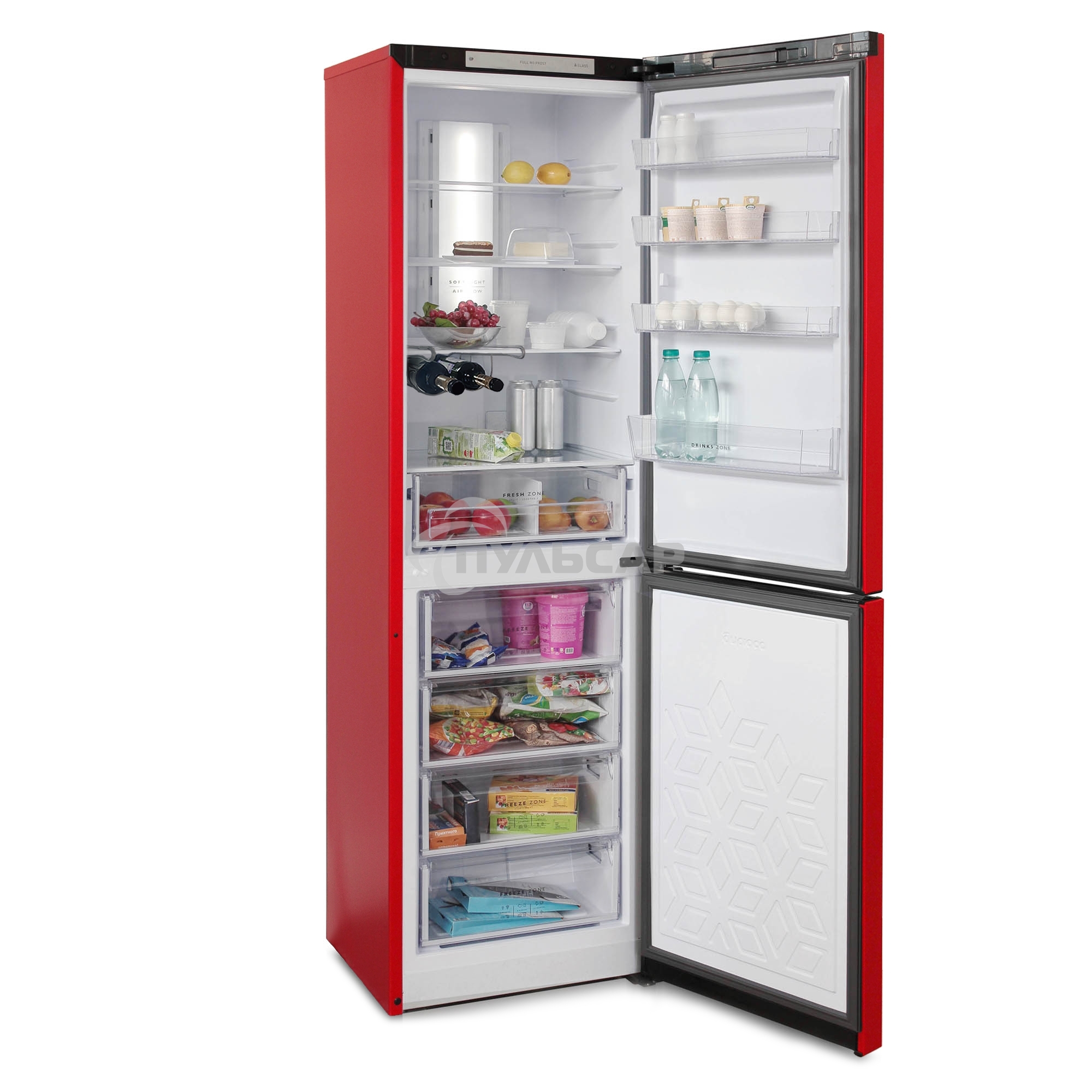 Холодильник Бирюса Б-H980NF красный двухкамерный 240/130л морозила снизу, No Frost