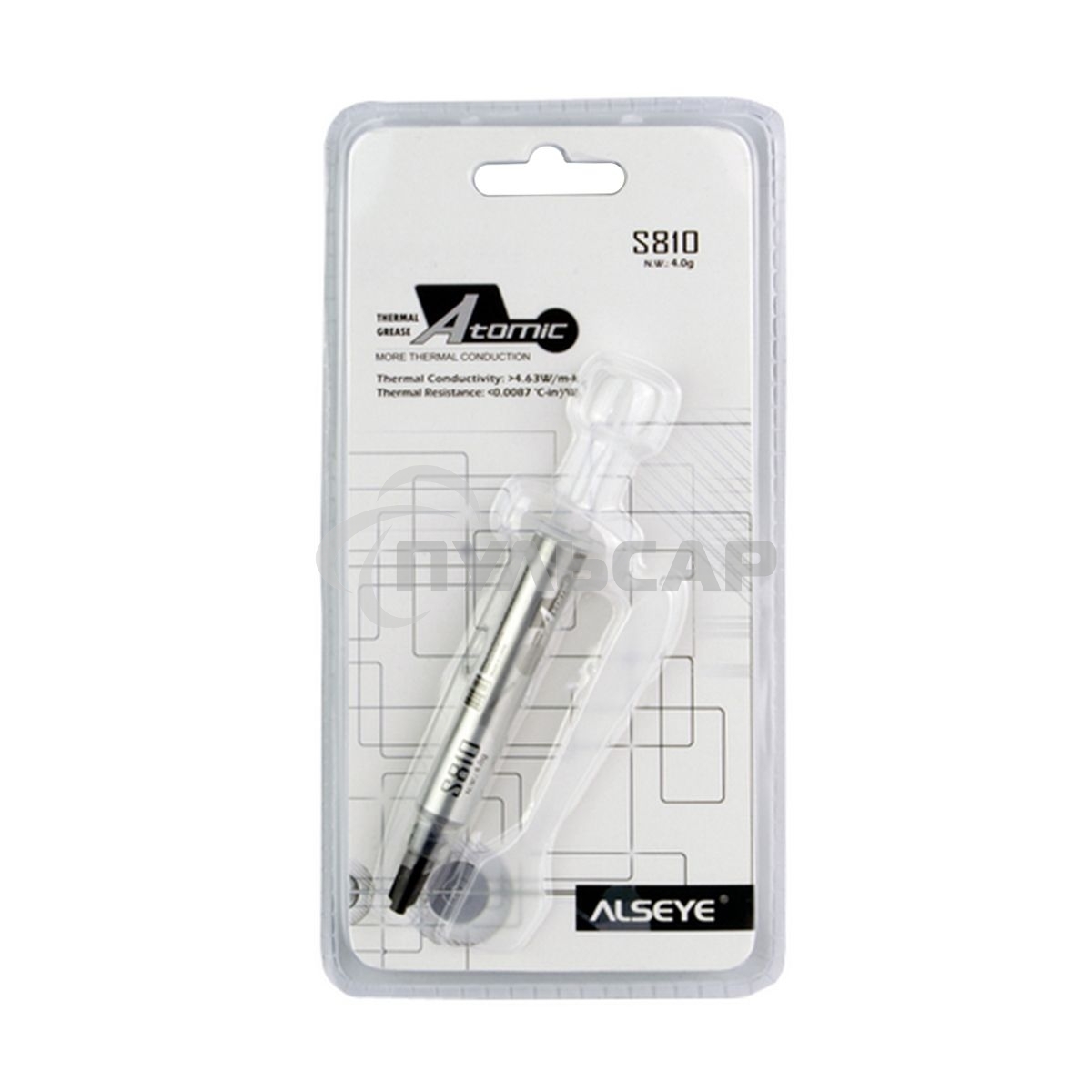Термопаста ALSEYE S-810 Color: Grey Thermal Conductivity: >;4.63 W/m-K Thermal Impdedance: <;0.0087 ℃-in2/W Specific Gravity: >;3.15 Viscosity: 12500 Thixotropic Index: 280 ±10 1/10мм Moment Beared Temperature: -50-300℃ Operation Temperture: -30-280℃; sil